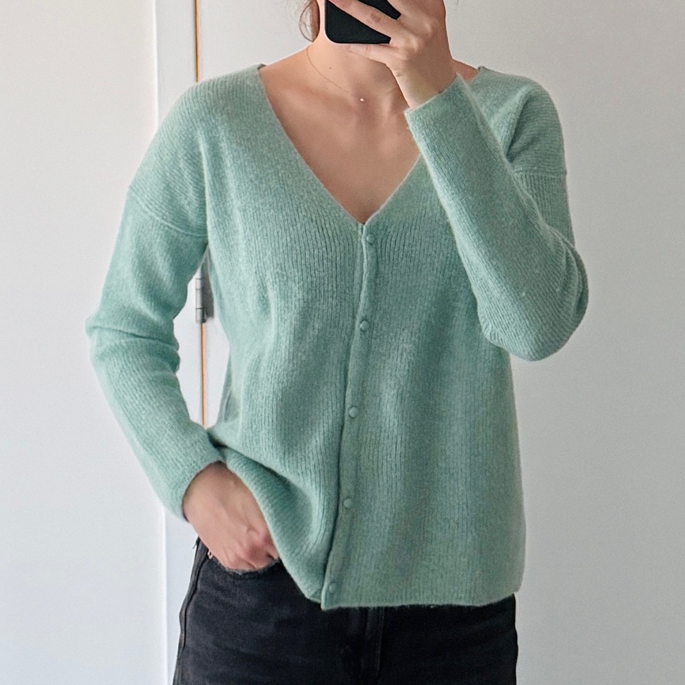 Sezane Barry Knit Cardigan - Green / Teal